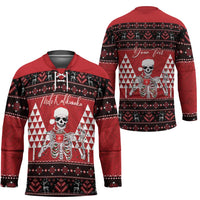 Personalized Hawaii Skull Christmas Hockey Jersey Mele Kalikimaka Hawaiian Kakau - Polynesian Pride