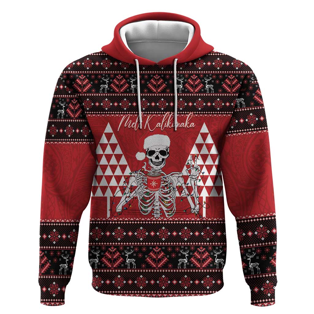 Personalized Hawaii Skull Christmas Hoodie Mele Kalikimaka Hawaiian Kakau - Polynesian Pride