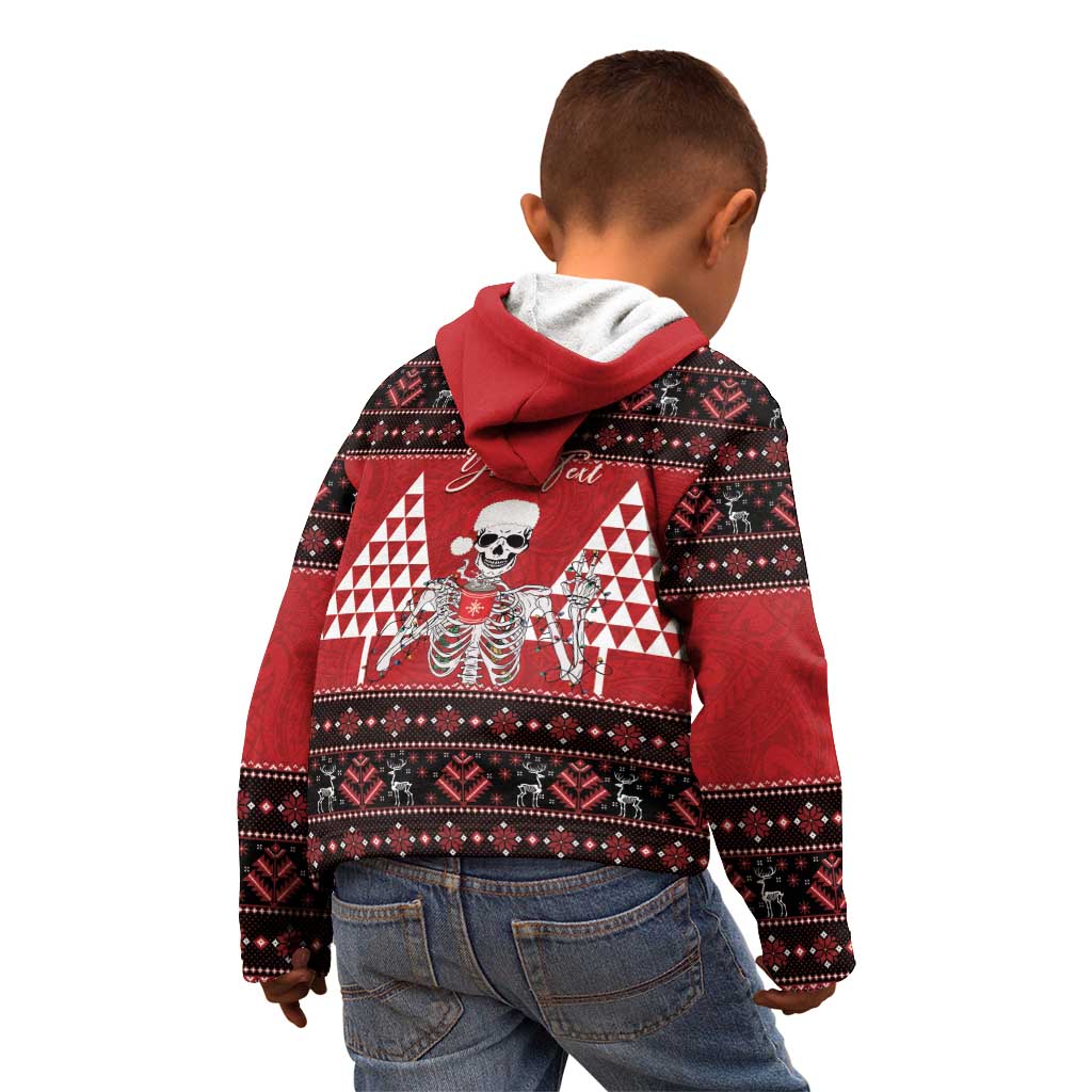 Personalized Hawaii Skull Christmas Kid Hoodie Mele Kalikimaka Hawaiian Kakau - Polynesian Pride