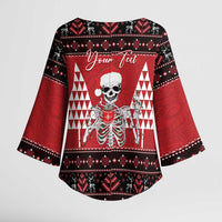 Personalized Hawaii Skull Christmas Kimono Sleeve Blouse Mele Kalikimaka Hawaiian Kakau - Polynesian Pride