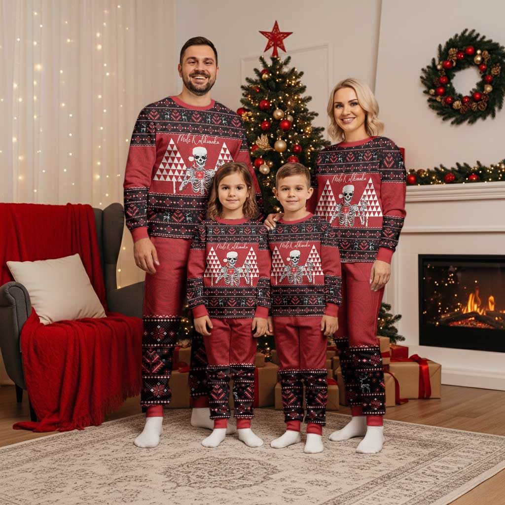 Personalized Hawaii Skull Christmas Pajama Set Mele Kalikimaka Hawaiian Kakau - Polynesian Pride
