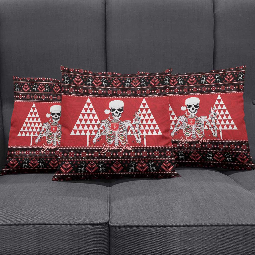 Personalized Hawaii Skull Christmas Pillow Cover Mele Kalikimaka Hawaiian Kakau LT14 - Polynesian Pride