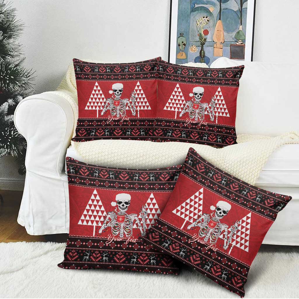 Personalized Hawaii Skull Christmas Pillow Cover Mele Kalikimaka Hawaiian Kakau LT14 - Polynesian Pride