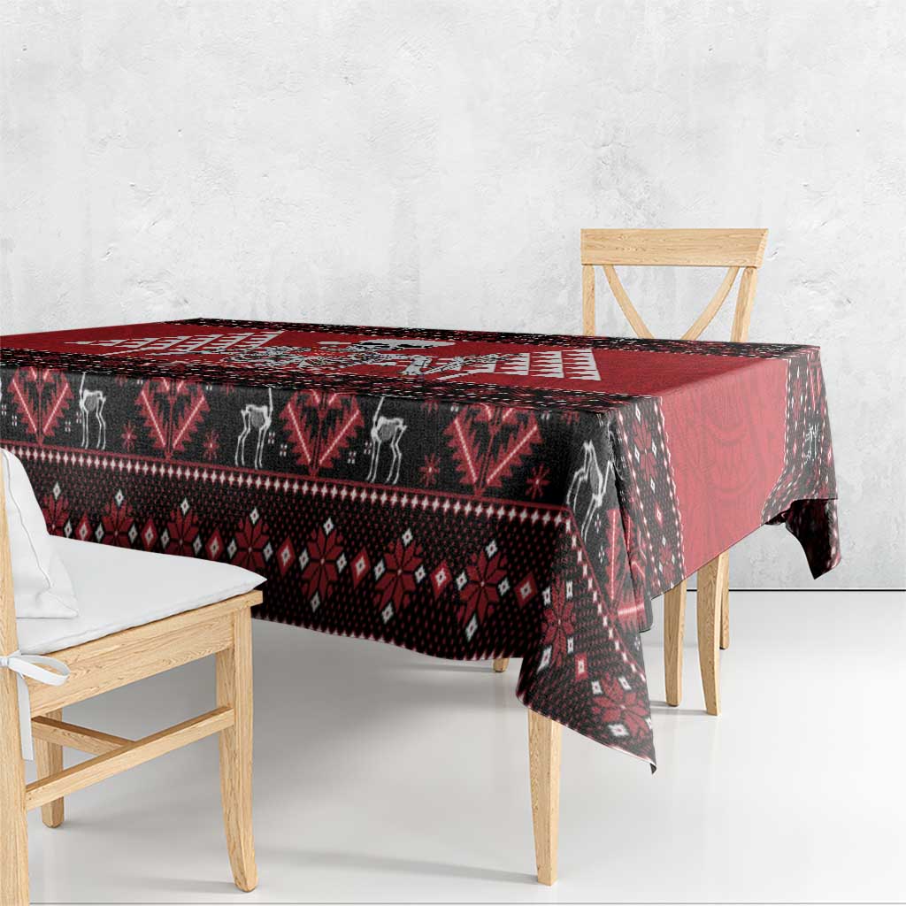 Personalized Hawaii Skull Christmas Tablecloth Mele Kalikimaka Hawaiian Kakau - Polynesian Pride