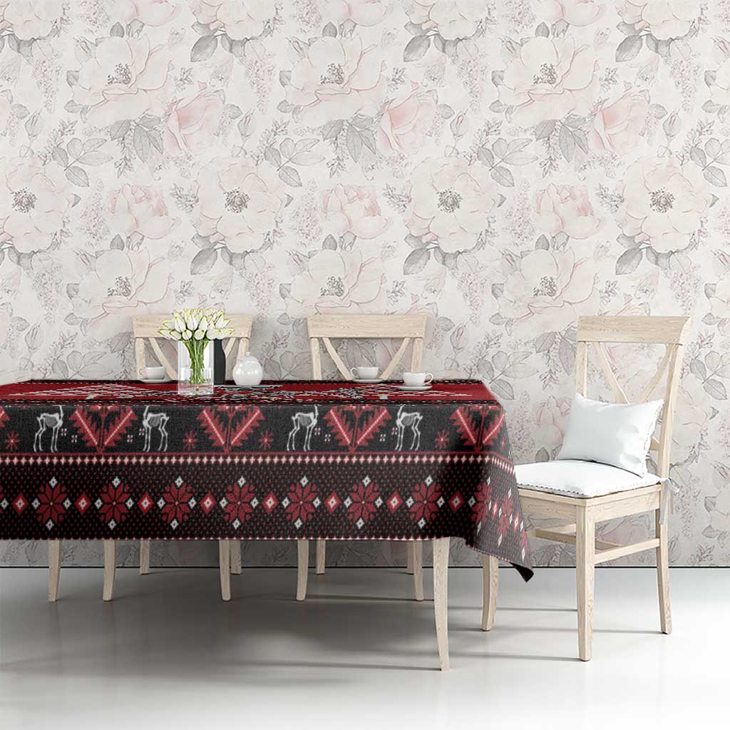 Personalized Hawaii Skull Christmas Tablecloth Mele Kalikimaka Hawaiian Kakau - Polynesian Pride
