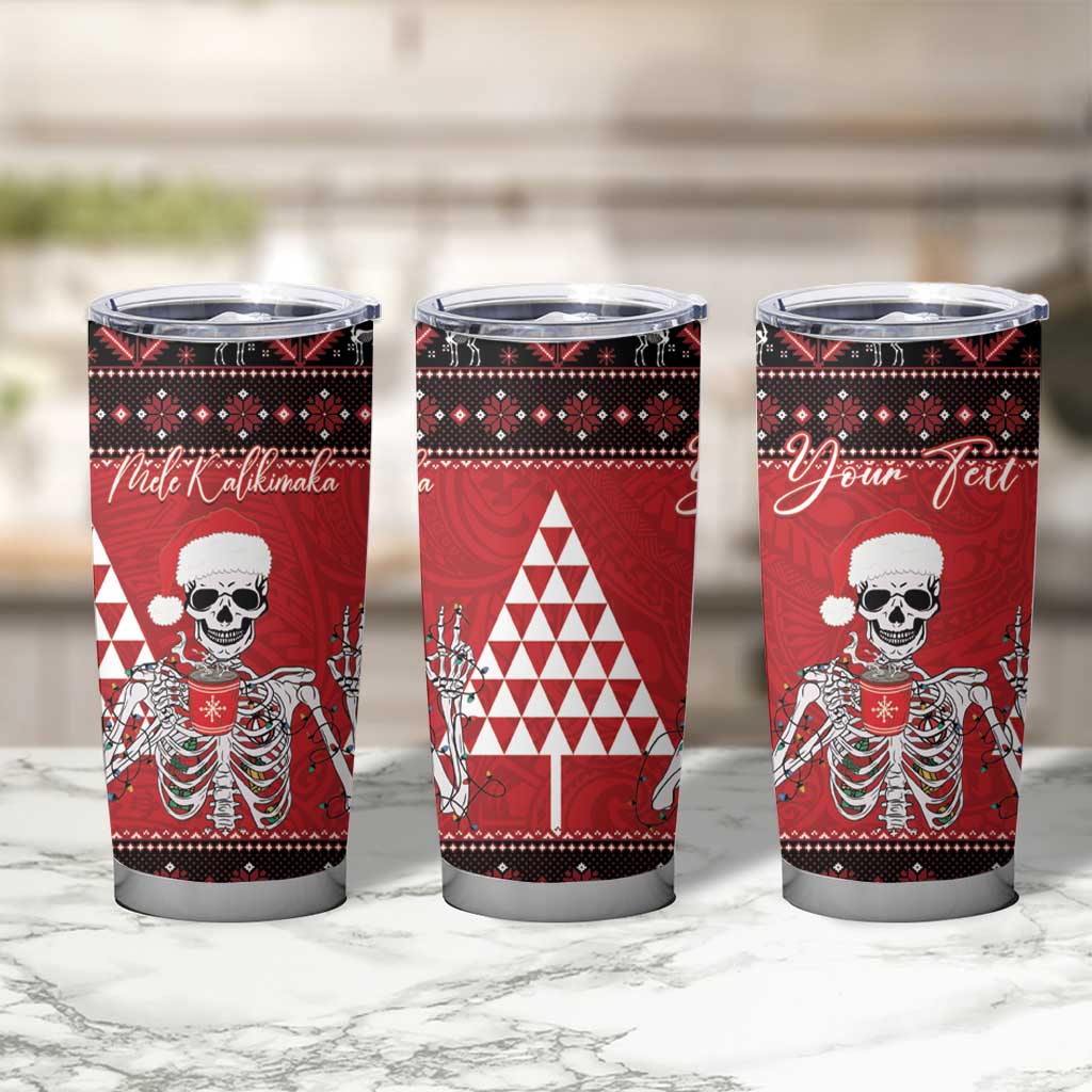 Personalized Hawaii Skull Christmas Tumbler Cup Mele Kalikimaka Hawaiian Kakau - Polynesian Pride