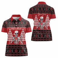 Personalized Hawaii Skull Christmas Women Polo Shirt Mele Kalikimaka Hawaiian Kakau - Polynesian Pride