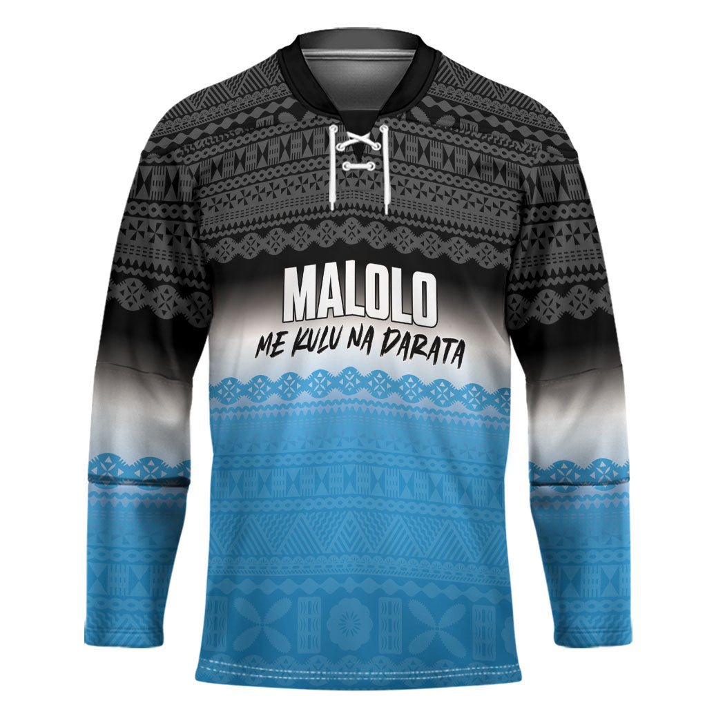 Malolo Fiji 2026 Rugby Personalised Hockey Jersey Me Kulu Na Darata Fijian Tapa Pattern LT14 Unisex Blue - Polynesian Pride