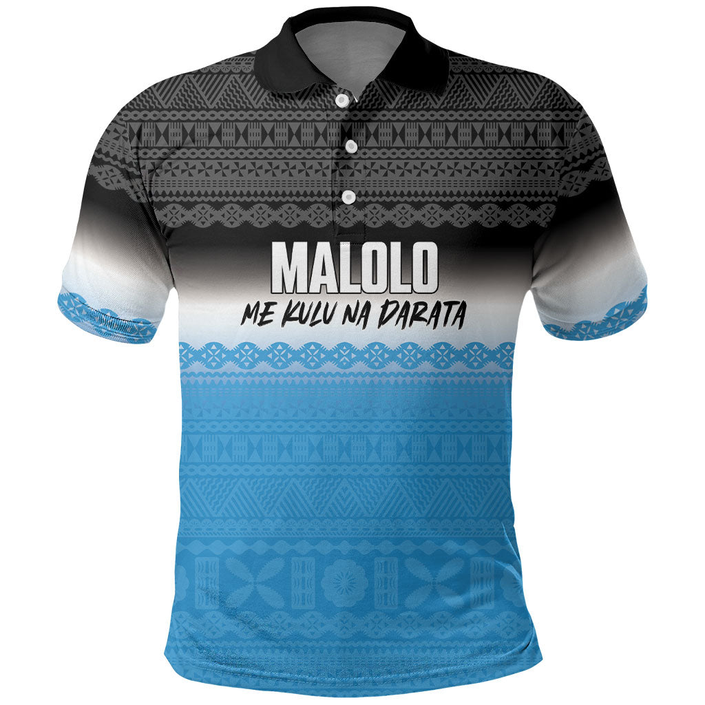 Malolo Fiji 2026 Rugby Personalised Polo Shirt Me Kulu Na Darata Fijian Tapa Pattern LT14 Blue - Polynesian Pride