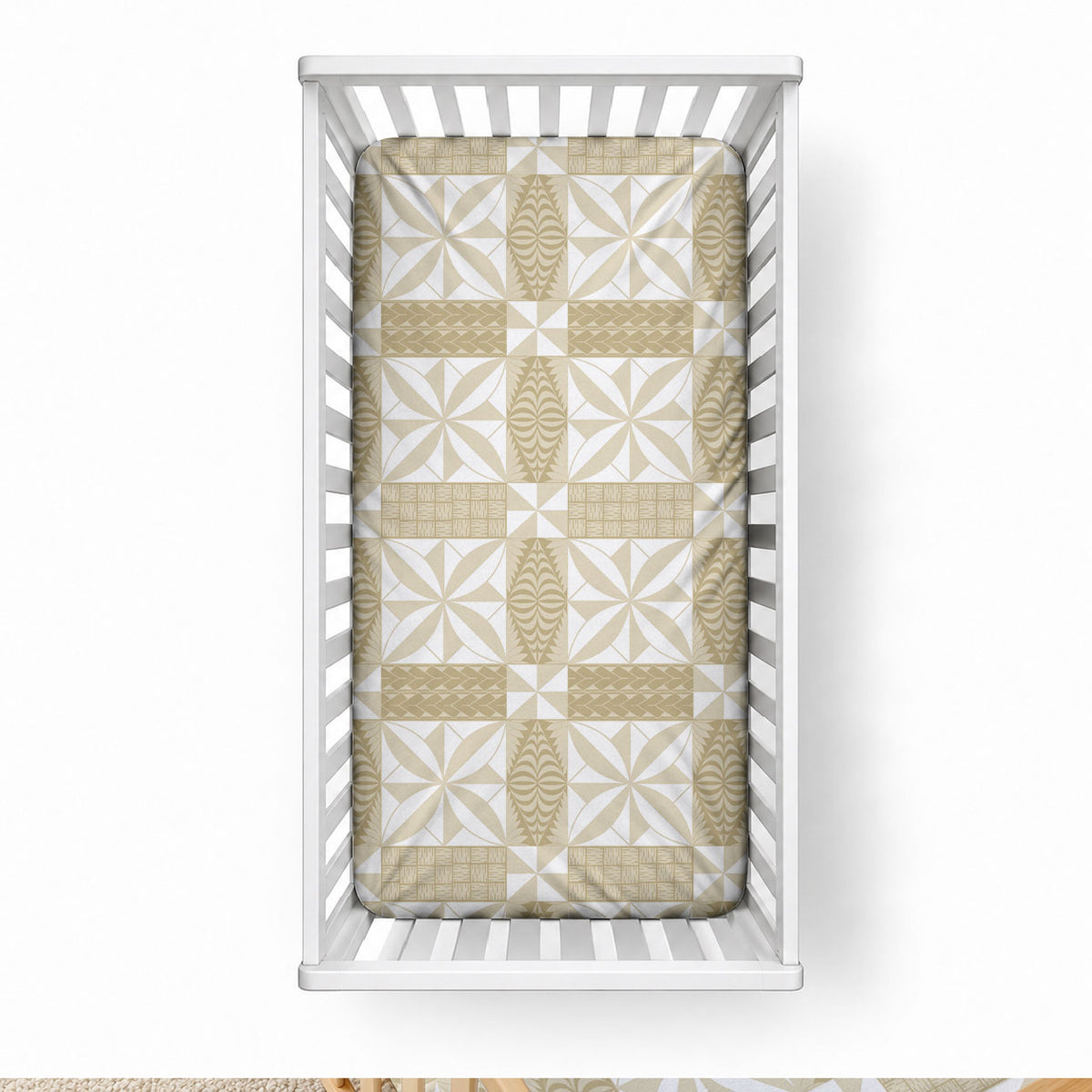 Beige Ngatu Pattern Malo e Lelei Tonga Baby Bed Cover LT14 28 × 52 in Beige - Polynesian Pride