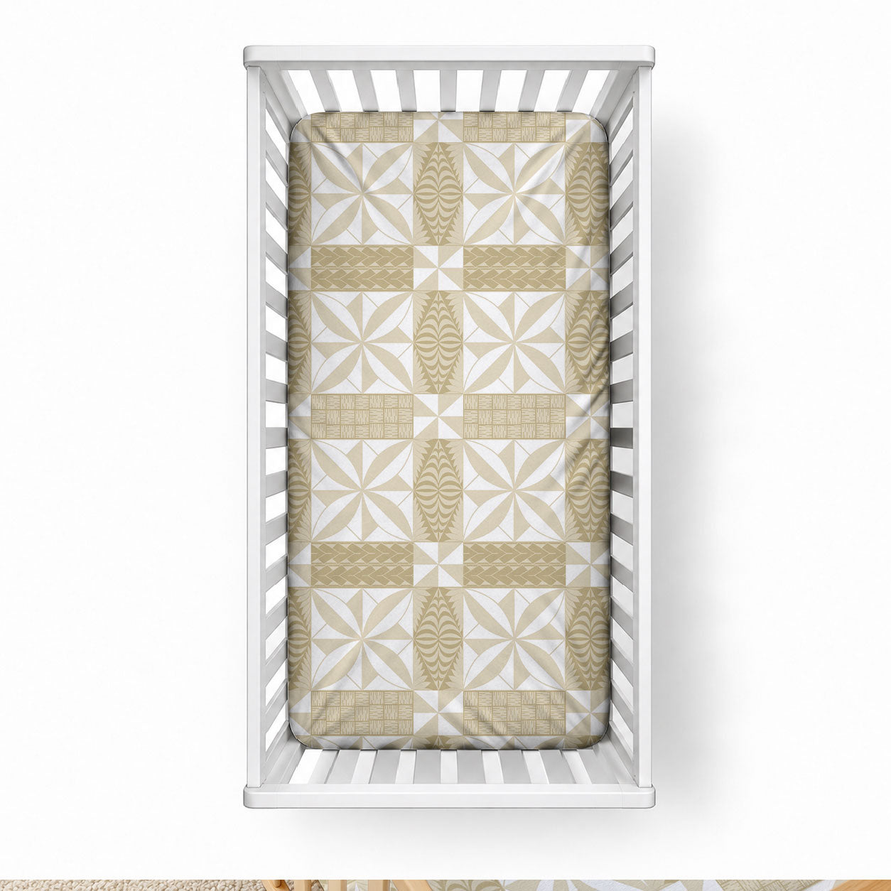 Beige Ngatu Pattern Malo e Lelei Tonga Baby Bed Cover LT14 28 × 52 in Beige - Polynesian Pride