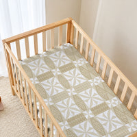 Beige Ngatu Pattern Malo e Lelei Tonga Baby Bed Cover LT14 - Polynesian Pride