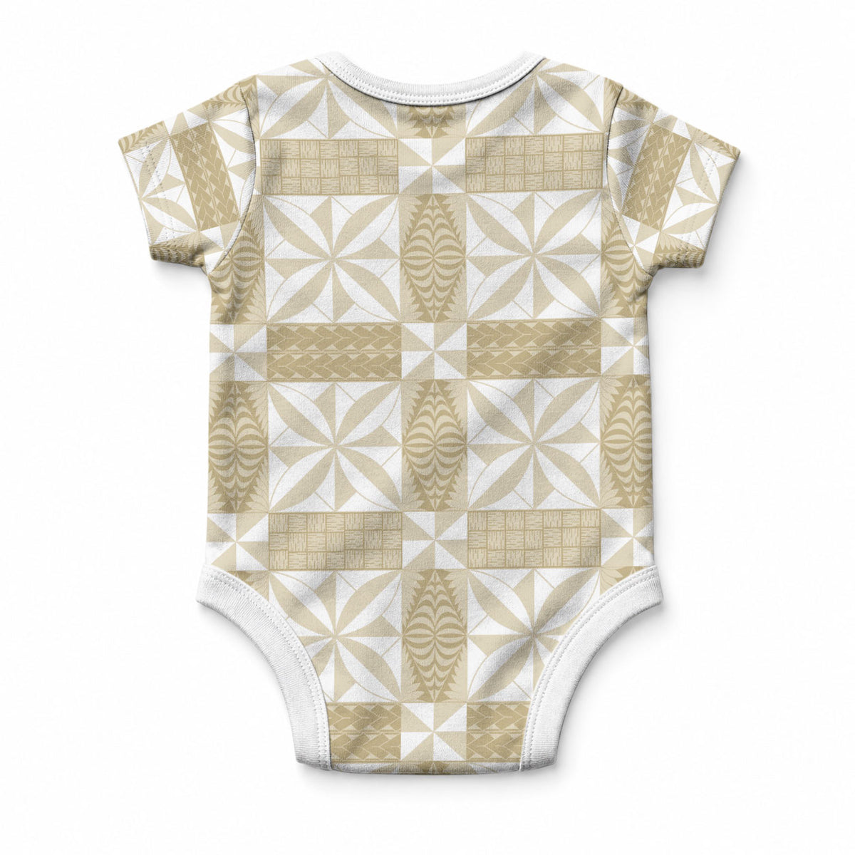 Beige Ngatu Pattern Malo e Lelei Tonga Baby Onesie LT14 - Polynesian Pride