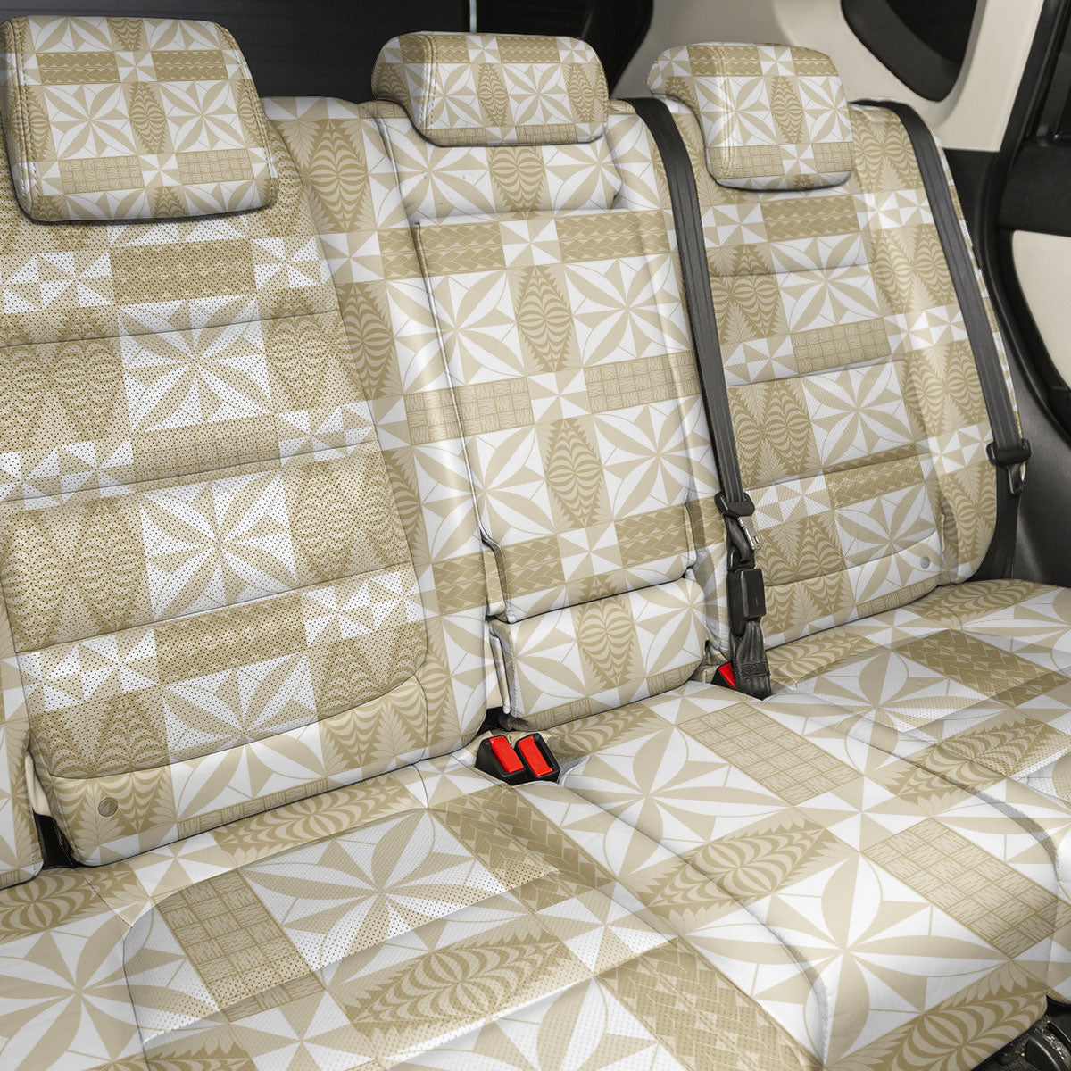 Beige Ngatu Pattern Malo e Lelei Tonga Back Car Seat Cover LT14 - Polynesian Pride