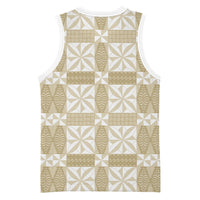 Beige Ngatu Pattern Malo e Lelei Tonga Basketball Jersey LT14 - Polynesian Pride