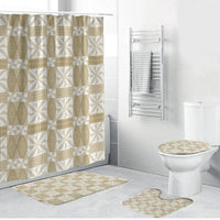 Beige Ngatu Pattern Malo e Lelei Tonga Bathroom Set LT14 Bathroom Set (4 pcs) Beige - Polynesian Pride