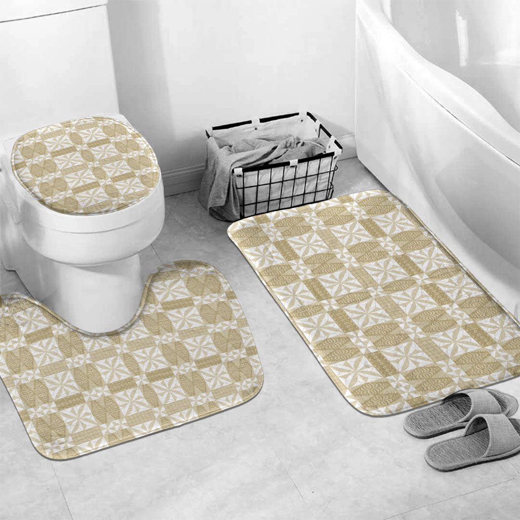 Beige Ngatu Pattern Malo e Lelei Tonga Bathroom Set LT14 Mat Set Only (3 pcs) One Size Beige - Polynesian Pride