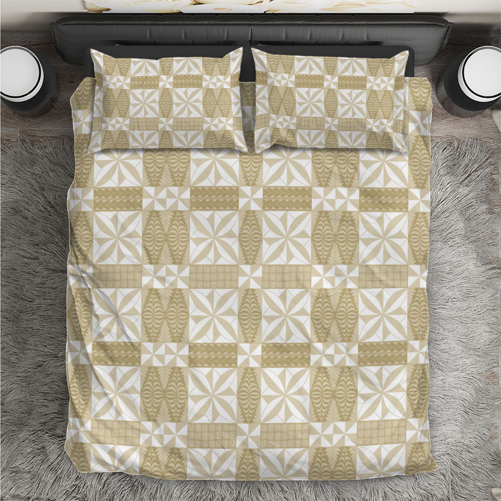Beige Ngatu Pattern Malo e Lelei Tonga Bedding Set LT14 Beige - Polynesian Pride