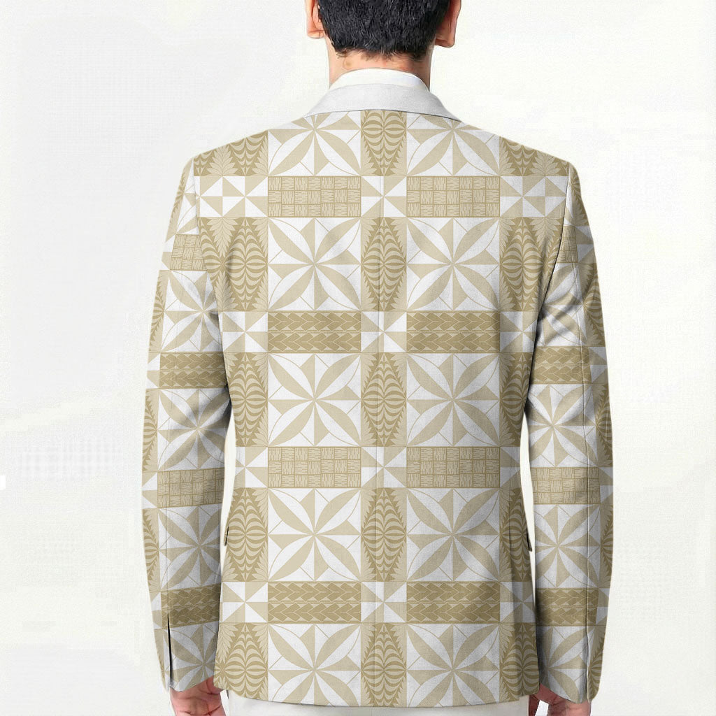 Beige Ngatu Pattern Malo e Lelei Tonga Blazer LT14 - Polynesian Pride