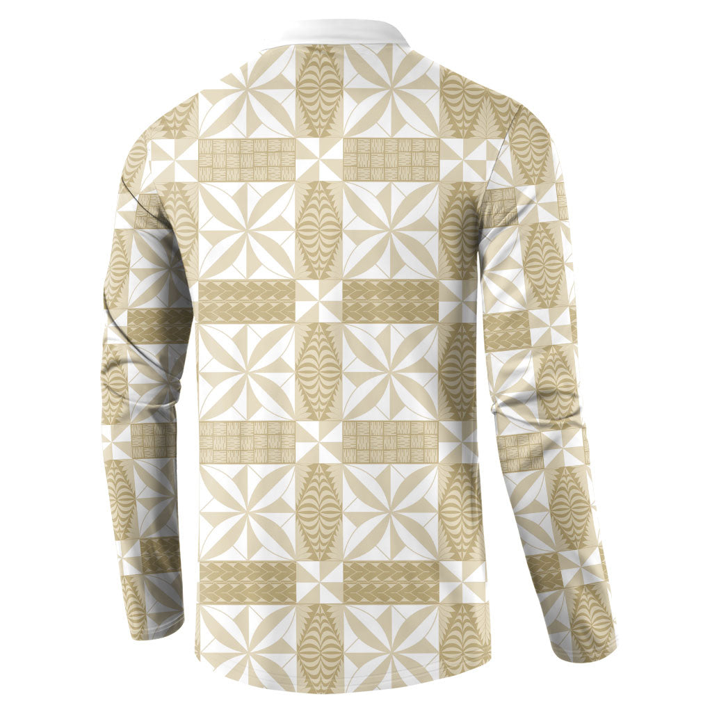 Beige Ngatu Pattern Malo e Lelei Tonga Button Sweatshirt LT14 - Polynesian Pride