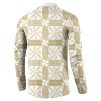 Beige Ngatu Pattern Malo e Lelei Tonga Button Sweatshirt LT14 - Polynesian Pride