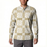 Beige Ngatu Pattern Malo e Lelei Tonga Button Sweatshirt LT14 - Polynesian Pride
