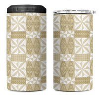 Beige Ngatu Pattern Malo e Lelei Tonga 4 in 1 Can Cooler Tumbler LT14 One Size: 16 oz Beige - Polynesian Pride