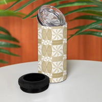 Beige Ngatu Pattern Malo e Lelei Tonga 4 in 1 Can Cooler Tumbler LT14 - Polynesian Pride