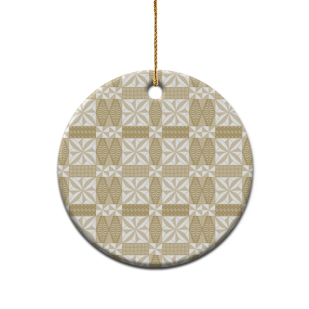 Beige Ngatu Pattern Malo e Lelei Tonga Ceramic Ornament LT14 - Polynesian Pride