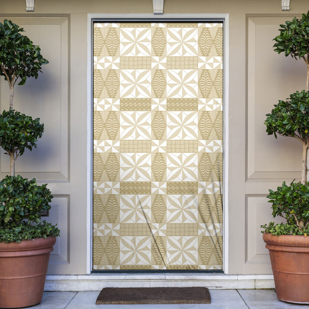 Beige Ngatu Pattern Malo e Lelei Tonga Door Cover LT14 Beige - Polynesian Pride