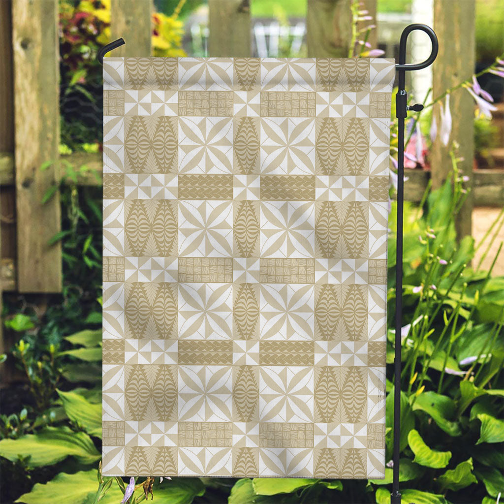 Beige Ngatu Pattern Malo e Lelei Tonga Garden Flag LT14 Garden Flag Beige - Polynesian Pride