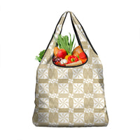 Beige Ngatu Pattern Malo e Lelei Tonga Grocery Bag LT14 1-pack One Size Beige - Polynesian Pride