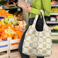 Beige Ngatu Pattern Malo e Lelei Tonga Grocery Bag LT14 - Polynesian Pride