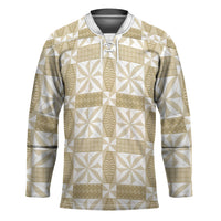 Beige Ngatu Pattern Malo e Lelei Tonga Hockey Jersey LT14 Unisex Beige - Polynesian Pride