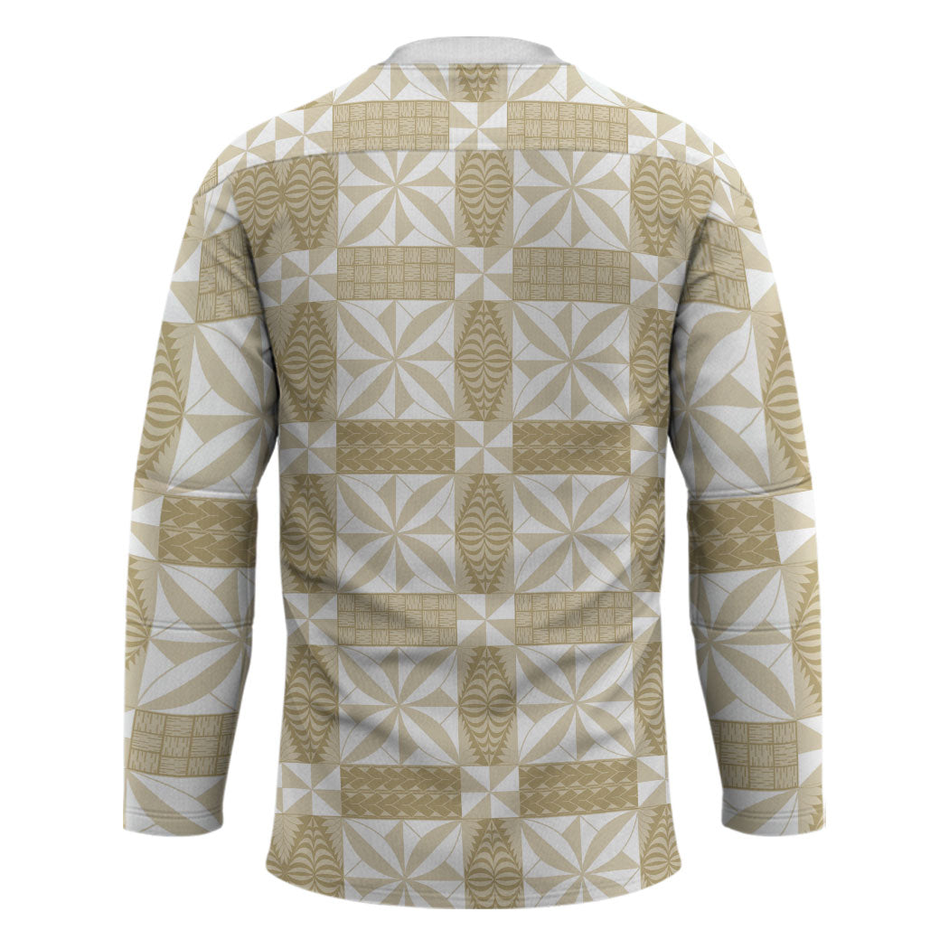Beige Ngatu Pattern Malo e Lelei Tonga Hockey Jersey LT14 - Polynesian Pride
