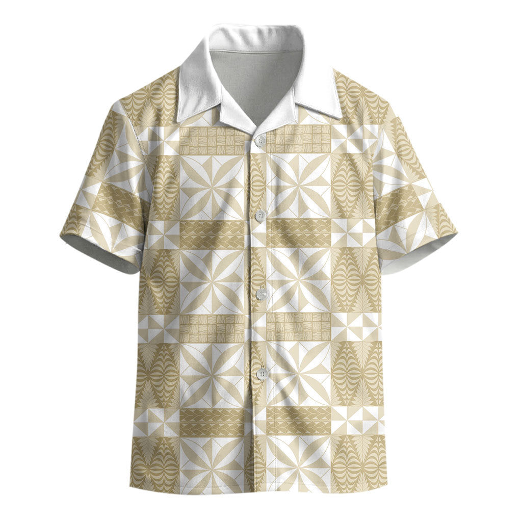 Beige Ngatu Pattern Malo e Lelei Tonga Kid Hawaiian Shirt LT14 - Polynesian Pride