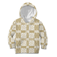 Beige Ngatu Pattern Malo e Lelei Tonga Kid Hoodie LT14 Hoodie Beige - Polynesian Pride