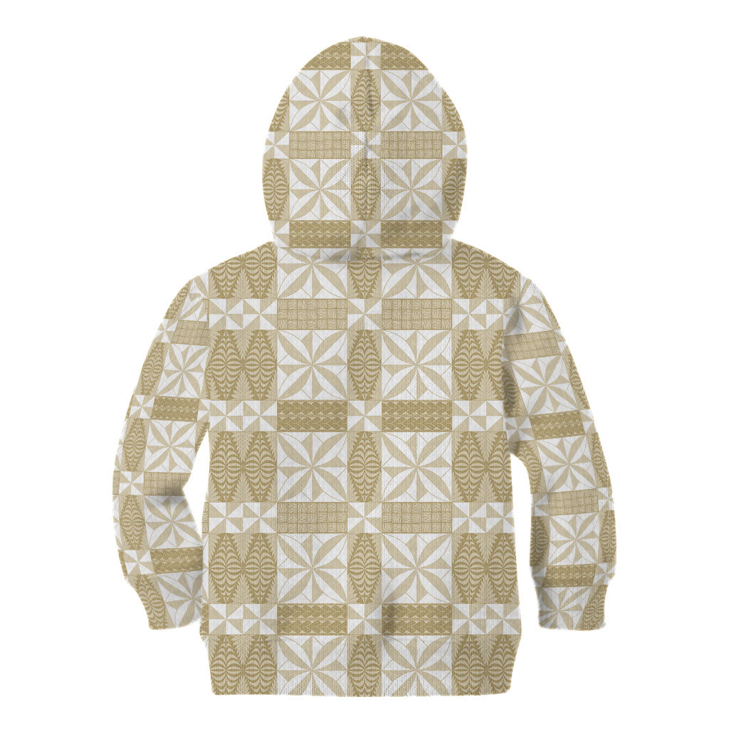 Beige Ngatu Pattern Malo e Lelei Tonga Kid Hoodie LT14 - Polynesian Pride