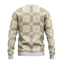 Beige Ngatu Pattern Malo e Lelei Tonga Ugly Christmas Sweater