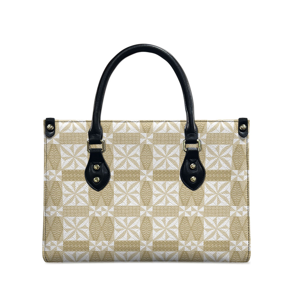 Beige Ngatu Pattern Malo e Lelei Tonga Leather Bag LT14 - Polynesian Pride