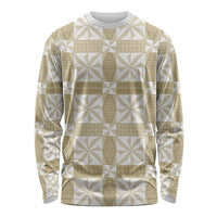 Beige Ngatu Pattern Malo e Lelei Tonga Long Sleeve Shirt LT14 Unisex Beige - Polynesian Pride