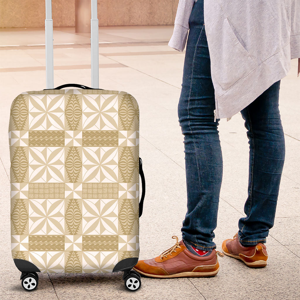 Beige Ngatu Pattern Malo e Lelei Tonga Luggage Cover LT14 Beige - Polynesian Pride