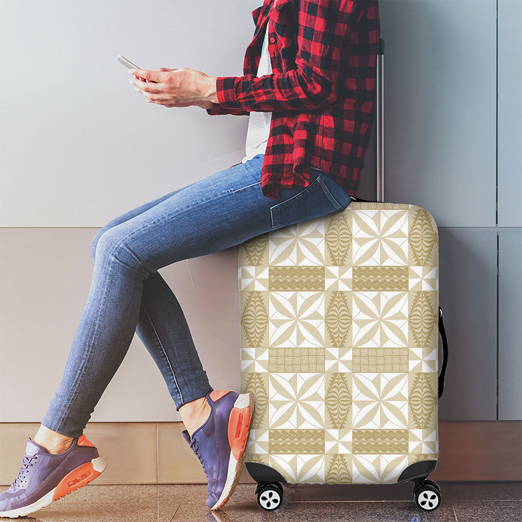 Beige Ngatu Pattern Malo e Lelei Tonga Luggage Cover LT14 - Polynesian Pride