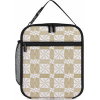 Beige Ngatu Pattern Malo e Lelei Tonga Lunch Bag LT14 10.2 × 8.3 × 4.3 inch Beige - Polynesian Pride