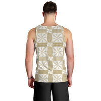 Beige Ngatu Pattern Malo e Lelei Tonga Men Tank Top LT14 - Polynesian Pride