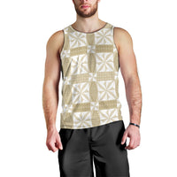 Beige Ngatu Pattern Malo e Lelei Tonga Men Tank Top LT14 - Polynesian Pride