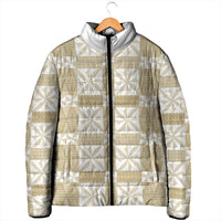 Beige Ngatu Pattern Malo e Lelei Tonga Padded Jacket LT14 - Polynesian Pride