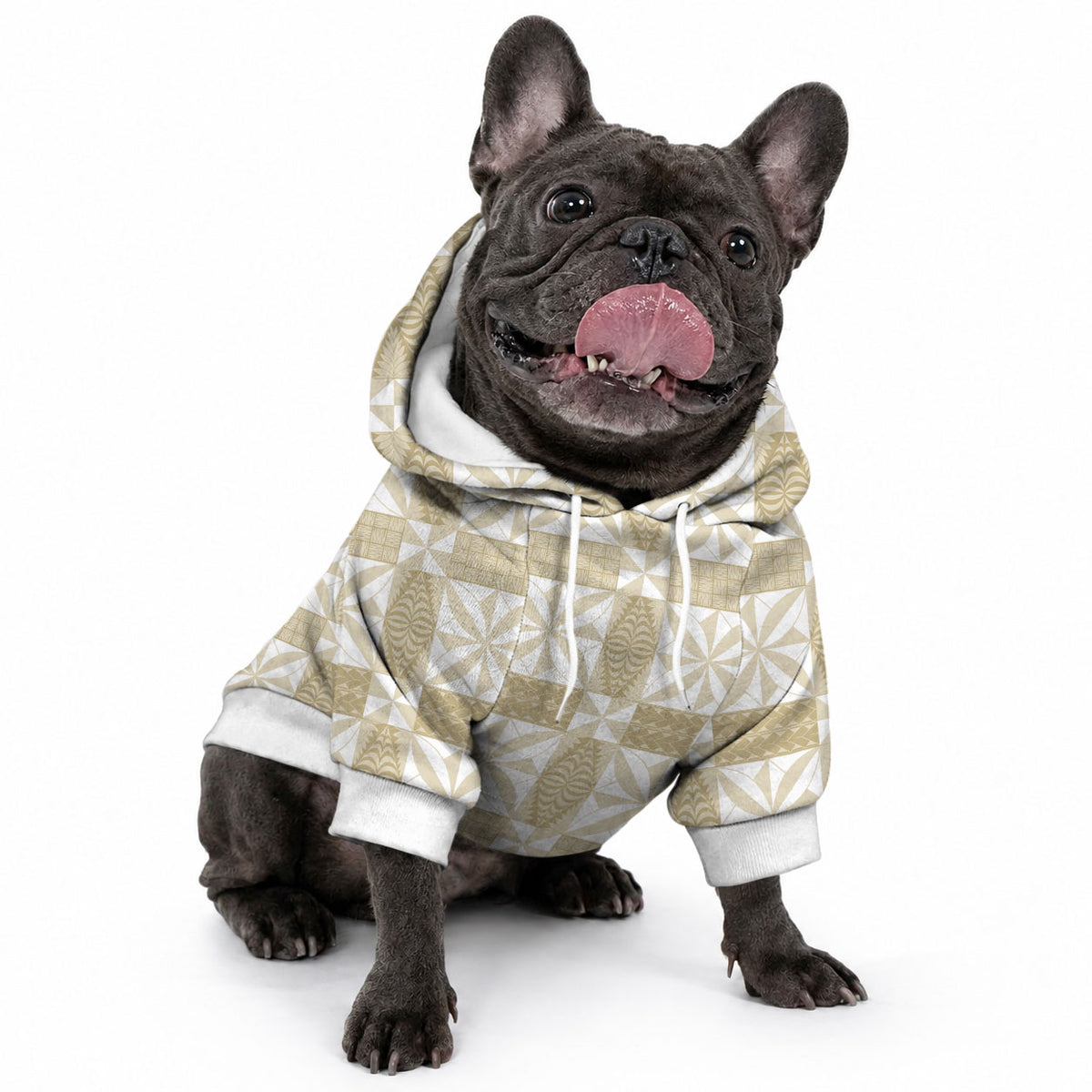 Beige Ngatu Pattern Malo e Lelei Tonga Pet Hoodie LT14 - Polynesian Pride