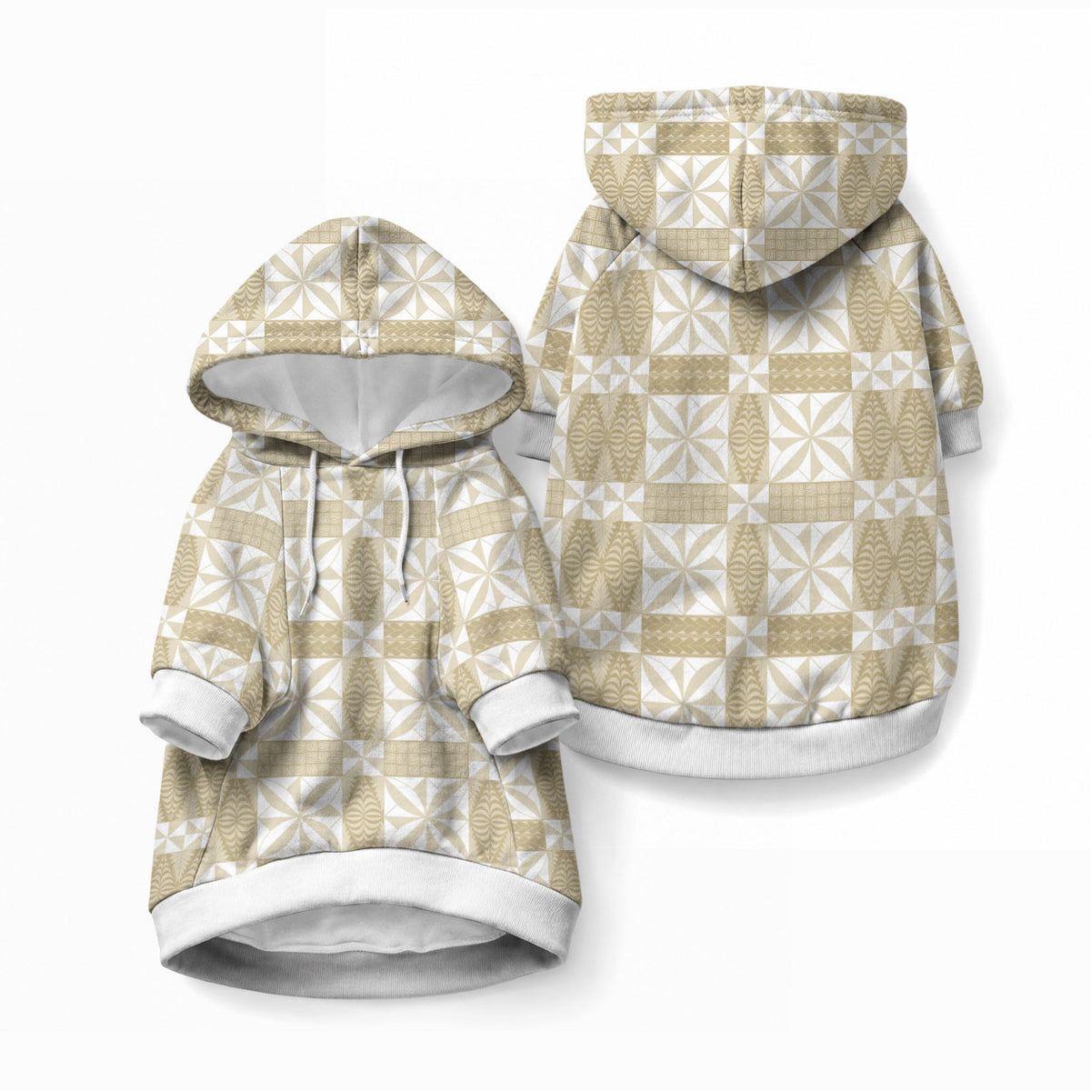 Beige Ngatu Pattern Malo e Lelei Tonga Pet Hoodie LT14 Pullover Beige - Polynesian Pride