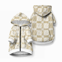 Beige Ngatu Pattern Malo e Lelei Tonga Pet Hoodie LT14 Zip-up Beige - Polynesian Pride